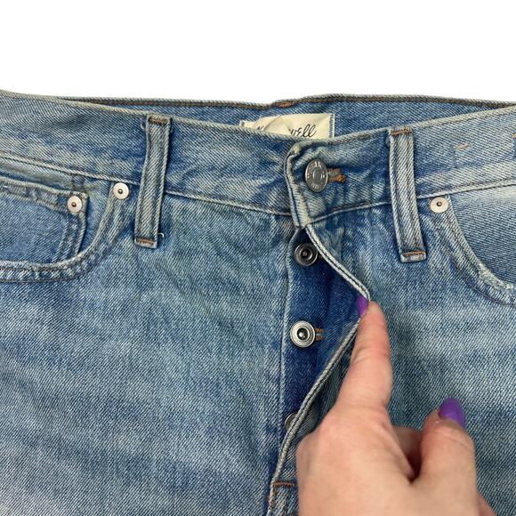 Madewell Relaxed Denim Shorts Mid Rise Button Fly Destroyed Hem Edition 29 - Picture 5 of 12